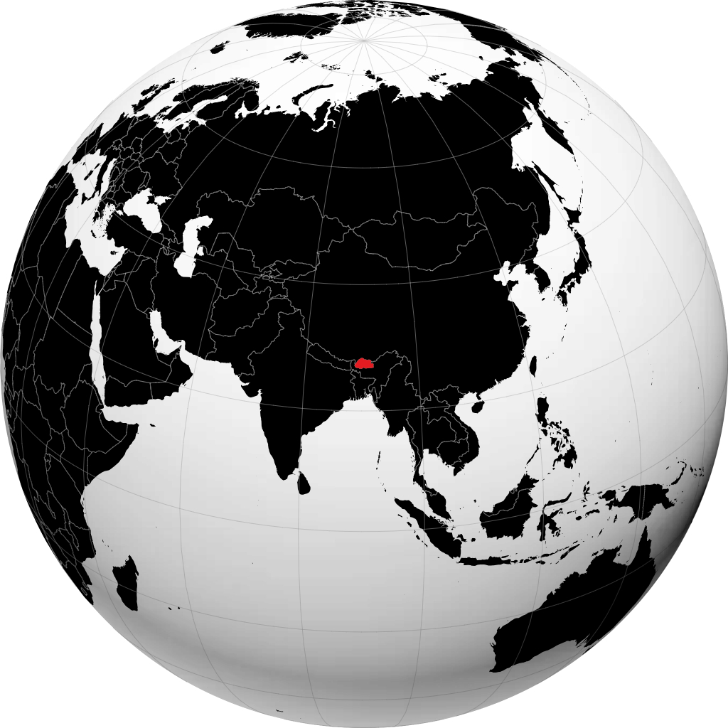 பூடான் பூமிக்கோளத்தில்