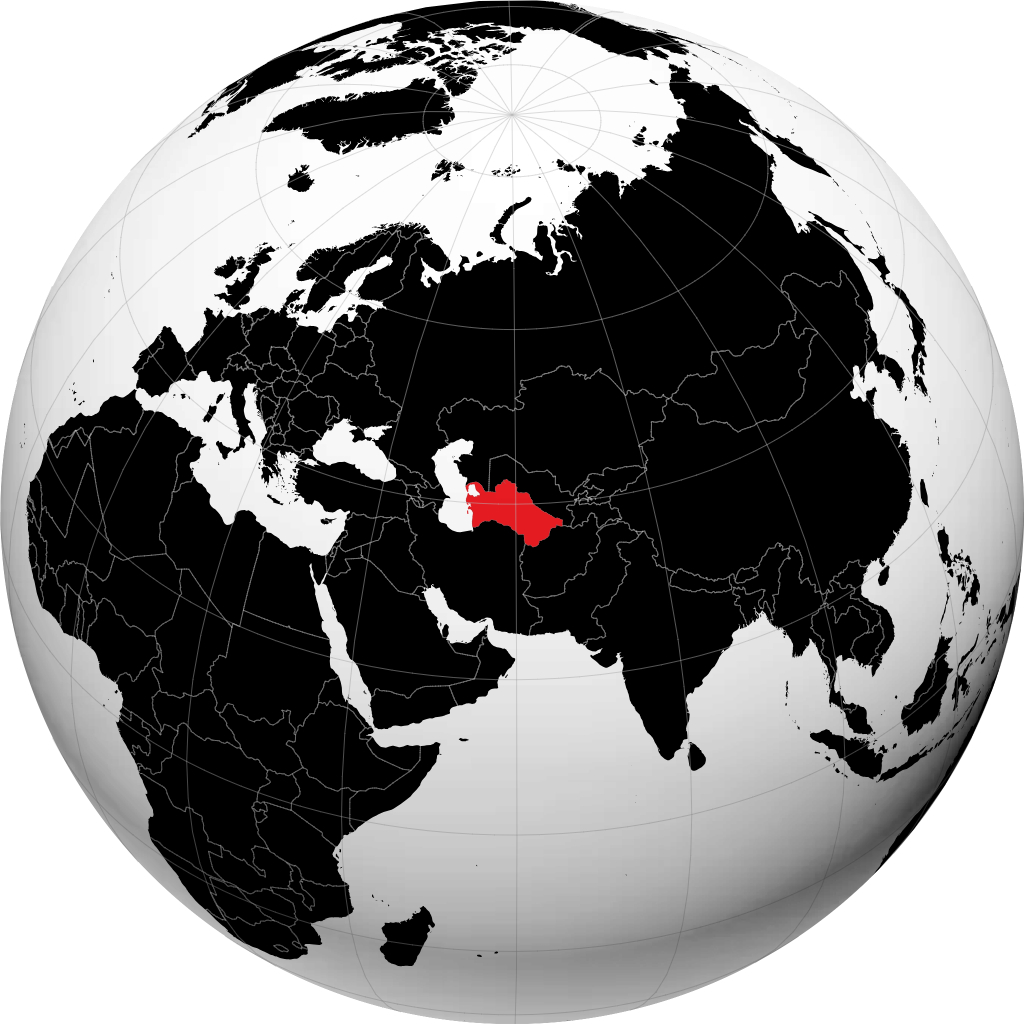 துர்க்மெனிஸ்தான் பூமிக்கோளத்தில்
